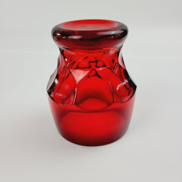 Vintage Cambridge Georgian Ruby Red Flat Tumbler Glasses 8fl.oz Honeycomb Retro - Picture 6 of 10